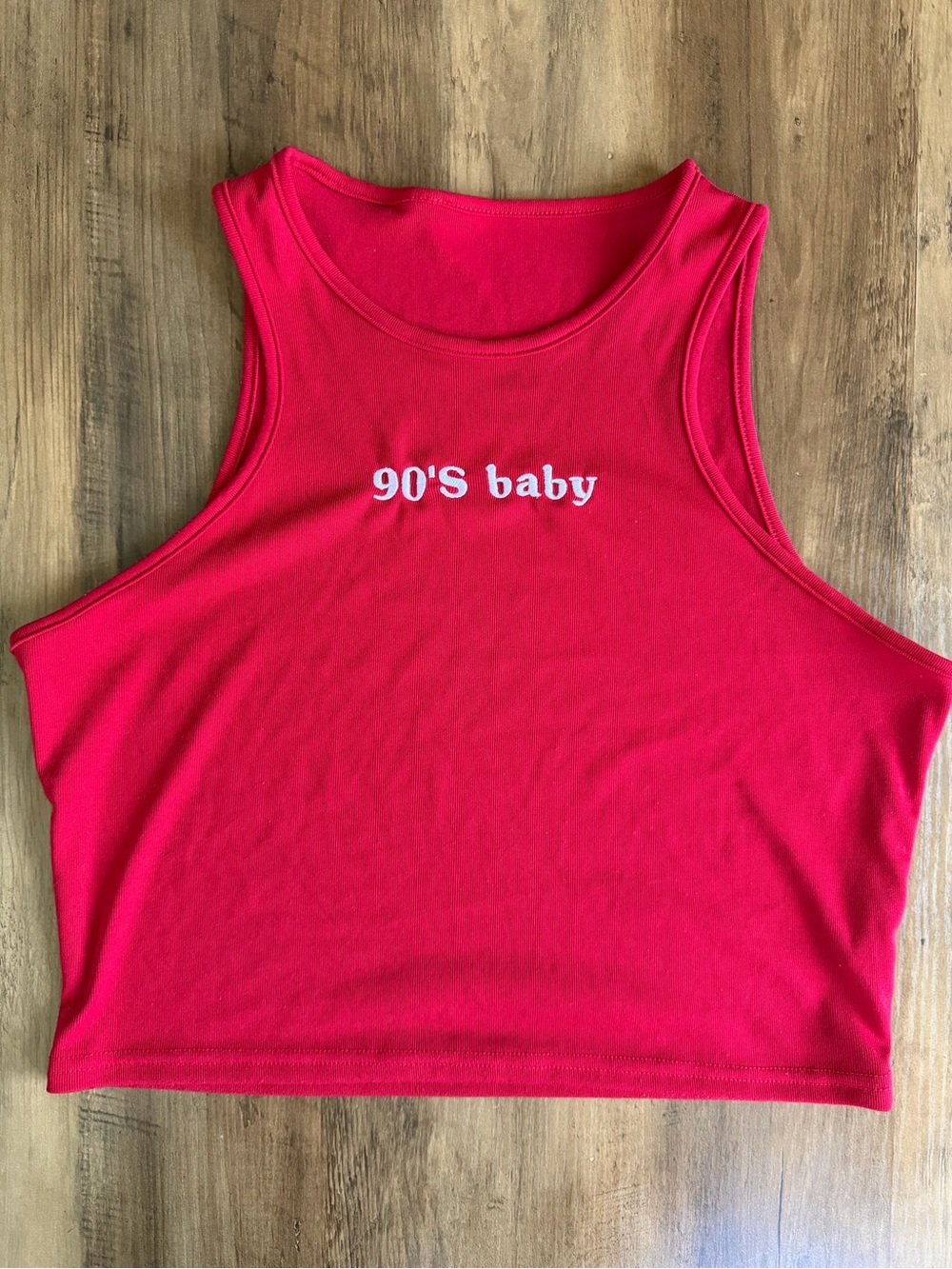 Women’s Red 90'S Baby Cropped Tank Top XL